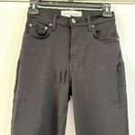 Reformation  Black High Rise Distressed Raw Hem Crop Jagger Jeans 24 Puckered Photo 3