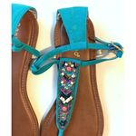 Bamboo  Mason Turquoise Blue Beaded Sandal 8.5 Photo 3