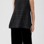 Eileen Fisher  Black Sheer Silk Glimmer Ballet Neck Tank Size Small Photo 1