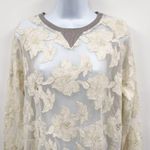 ZARA Floral Embroidered Lace Mesh Sheer Sweatshirt Top Blouse Shirt Photo 2