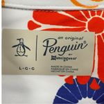 Original Penguin 3/4 Sleeve Retro Floral Polo Popover Blouse Top L Blue Size L Photo 2