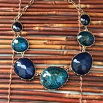 Charming Charlie  Blue & Gold Tone Necklace Photo 4