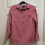 Lands' End  tunic length red plaid quarter button shirt size 6 Photo 0