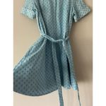 Kate Spade Blue Floral Embroidered Cotton Button Shirt Dress Size Large Summer Photo 4