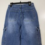Forever 21  Cargo medium blue washed wide leg high waist denim jeans size 28 Photo 3