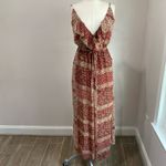 Saints + Secrets Burgundy Paisley Print Deep V-Neck Jumpsuit Size S Photo 1