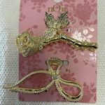 2 New Hair Claws 5" Gold Rose & Gold Bow w Crystals Photo 0