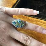 Natural Sava Sphene Apatite Sterling Silver Cocktail Ring Size 6 Blue Photo 1