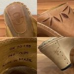 Frye Boots Charlotte Flower Tan Leather Heeled Mules Slip On Size 8M Photo 15