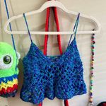 New Simply Soft Crochet Babydoll Granny Sqaure Top Blue Size XS Photo 0