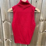 Carlisle Vintage  Silk Blend Knit Red Sleeveless Turtle Neck Top Blouse Photo 2
