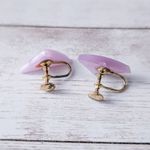 Vintage Screw Back Earrings Retro Light Purple Triangle Photo 2