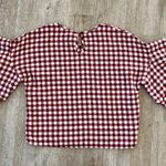 Caution to the Wind Womens Red/White Plaid Ruffle Blouse - S Photo 3