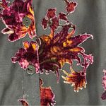 Roz & Ali | Black Button Down with Maroon Velvet Floral Accents | Large Photo 6