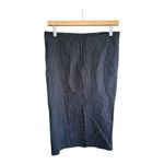#840 Adeline Womens Small Pinstripe Pencil Skirt Black & White Button Detail Photo 2