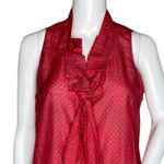 Gap Shirt Womens Small Red Floral Blouse Silk Blend Ruffle Preppy Boho Bohemian Photo 4