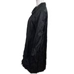 Eileen Fisher Rumpled Trench Coat Women’s Size Small Black Cotton Nylon Metallic Photo 5