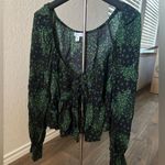 Topshop Womens Star Print Tie Front Long Sleeve Peplum Crop - Sz 10 -EUC Photo 2