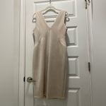 BCBGMAXAZRIA New  Suede Cream Tan Nude Dress Midi Large Photo 1