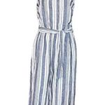 Charter Club  Linen Cotton Blue White Stripe Wide Leg Jumpsuit 8 Photo 0