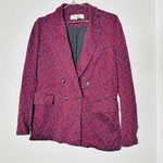 Diane Von Furstenberg  Red Printed Wool Blend Blazer Coat Size 6 Photo 4