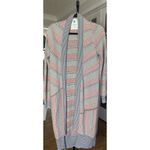 Anthropologie Sparrow Wool Blend Long Cardigan Sweater Gray Red Striped M Photo 1