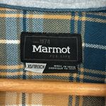 Marmot  Reagan Plaid Hooded Flannel Women’s Size XS in Yellow, Blue, White & Gray Photo 2