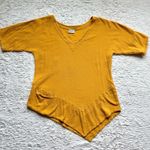 Oh My Gauze Cotton Top Sz 1 S/M Yellow Asymmetrical Boho Lagenlook Coastal Beach Size M Photo 0