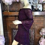 Likely "KAKKI" PURPLE & BLACK CROCHET LACE OFF THE SHOULDER MINI DRESS NWT (10) Photo 4