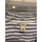 L.L. Bean Button Top Blouse Shirt Women Size 2X Blue Striped Linen Preppy Beach Photo 1