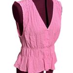 Sanctuary Button Front Featherweight Blouse Shirred Top Strawberry Ice NWT Large Photo 4