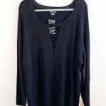 City Chic Sweater Black Criss Cross Long Sleeves Knit Sz 22 (XL) NWT Photo 0