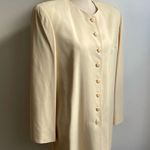 Vintage Linda Allard Ellen Tracy Silk Jacket Button Cream Yellow Size 14 Photo 2
