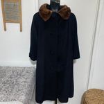 Vintage Forstmann Wool and Fur Collar Aline Coat in Black Size Large Photo 1