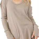Free People Colby Raw Edge Top in Atmosphere Pullover Size Large NEW Photo 0