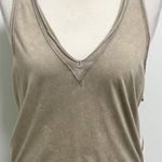 Free People Movement Slate Storm Tan Kickin In V Neck Open Back Tie Tank Large Photo 0