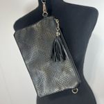 MMS Black and Gold Laser Cut Zip Close Wristlet Clutch Bag Photo 1