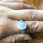 Natural Rainbow Moonstone Chrome Diopside Sterling Silver Ring Size 8 Photo 2