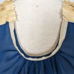 McGinn Sheer Cropped Ruffled Shoulder Top Teal and Cream Size 4 Photo 6