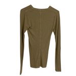 Enya Costa Long Sleeve Top Womens Size XS/Small Tan Ribbed Knit V Neck Fitted Brown Photo 1