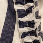 Entro Blue Mini Dress Women's Size L One Shoulder Ruffled Striped NEW Photo 9