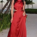 ZARA  maxi dress Burgundy Sleeveless cut out satin effect evening wedding summer Photo 4