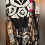 Hale Bob Hale Bon Fringe Aztec Boho Long Sleeve Wrap Sweater Cardigan Womens Medium Photo 4
