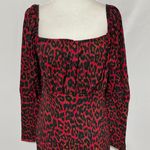 Lipsy London New Lipsy Animal Print Square Neck Mutton Long Sleeve Mini Dress Red Size 8 Photo 5