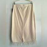 Vince Camuto NWT ‎ New Romantic Feather Trim Beige Midi Straight Skirt Size L Photo 4