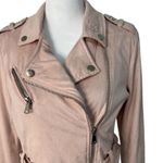 Ashley Outerwear Cropped Moto Jacket Pink Asymmetrical Zip Belt S Faux Suede Y2K Photo 2
