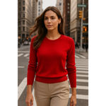 Tahari Cashmere Red Crewneck Sweater XL Old Money Festive Holiday Pure Luxe Photo 1