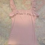 Light Pink Ribbed Ruffle Sleeve Tank Top with Stretch Photo 0