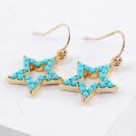 Resin Hollow Beaded Star Dangle Earrings Gold Photo 2