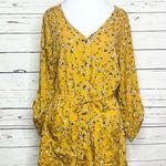Blush Hint of Mustard Yellow Spring Summer Granny Floral Casual Dress Size Large Photo 0